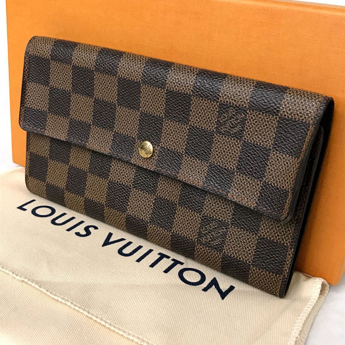 LOUIS VUITTON ルイヴィトン ダミエ ポルトフォイユサラ 長財布 ウォレット 箱付き 保存袋付き ブランド 小物 レザー 札入れ カードケース拍卖