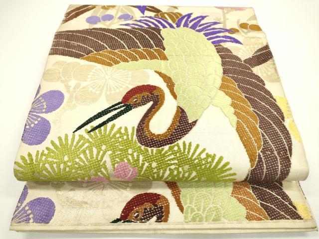 平和屋着物◎アンティーク 大正ロマン 丸帯 引き抜き帯 唐織 飛鶴文 金糸 正絹 逸品 DAAW3651fe拍卖