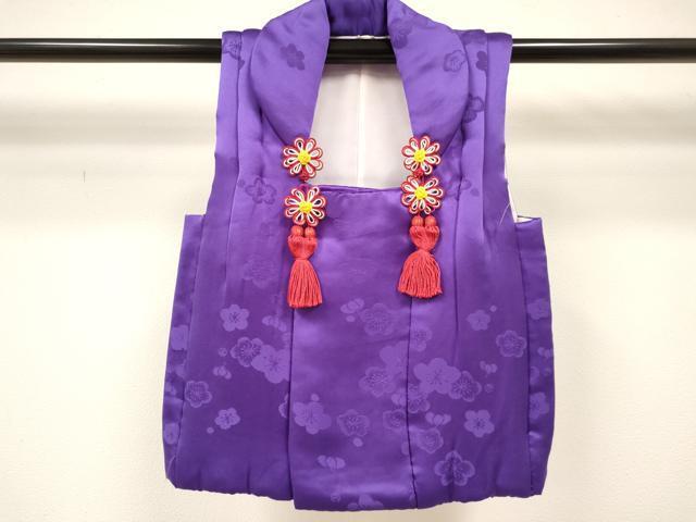 平和屋着物▼女の子 子供 3歳 被布 三つ身 梅地紋 菖蒲色 逸品 新品 DAAY3026ma拍卖