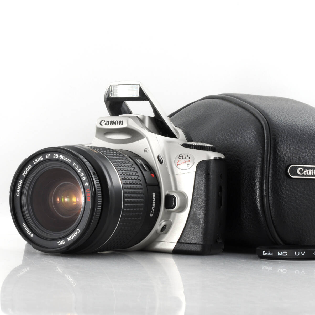 【キヤノン】ケース付き!Canon EOS Kiss フィルムカメラ + EF 28-80mm F3.5-5.6 II レンズ #K673拍卖