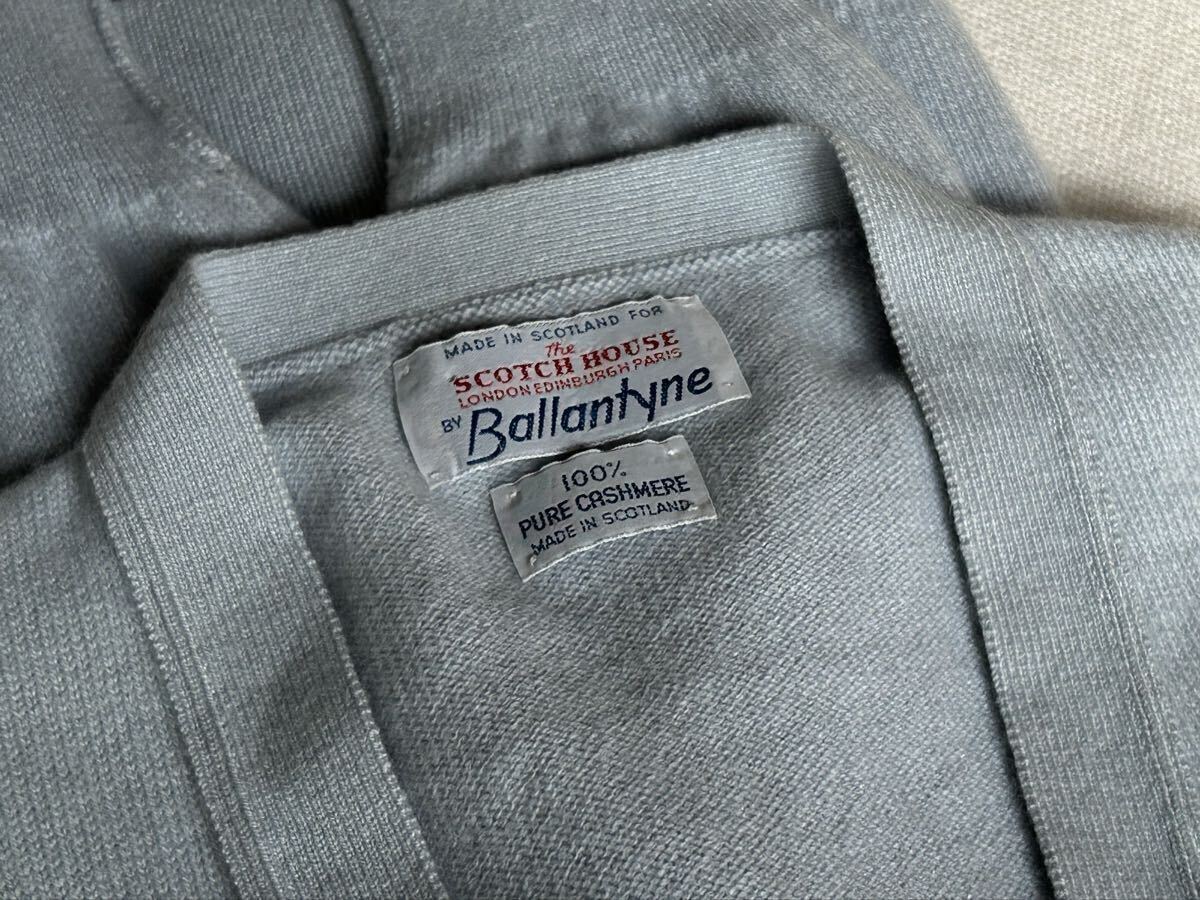 Ballantyne Cashmere V Cardigan Light Blue 70s 80s バランタイン カシミア カシミヤ カーディガン スコットランド製拍卖