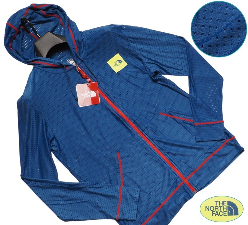 新品正規 ノースフェイス 海外限定 パンチングメッシュ AQUA MESH フーディー/ジャケット メンズLブルー(SCB) 直営店購入拍卖