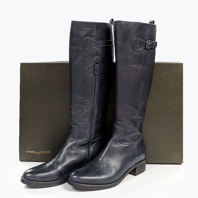 《PELLICO SUNNY》■美品■ペリーコサニー*イタリア製*ロングブーツ*ネイビー【送料込み!】拍卖