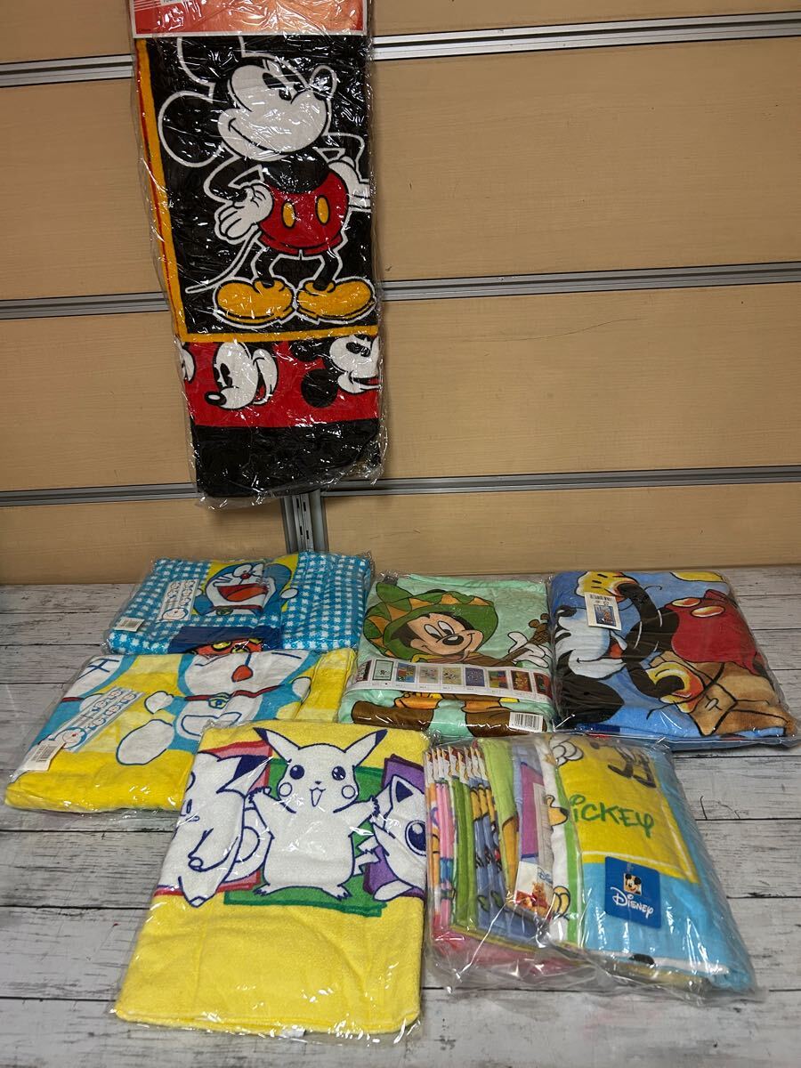 25A10-52N:未使用 バスタオル タオル ハンドタオル ディズニー ポケモン ドラえもんなど まとめ21点拍卖