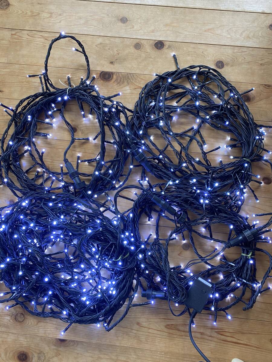 クリスマス イルミネーション LED 約50m(20m1本10m3本)約500球 ホワイト 稼働品 ストレート 防雨型屋外用 AC100V拍卖