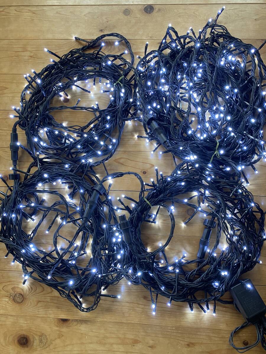 クリスマス イルミネーション LED 約50m(20m1本10m3本)約500球 ホワイト 稼働品中古 ストレート 防雨型屋外用 AC100V拍卖