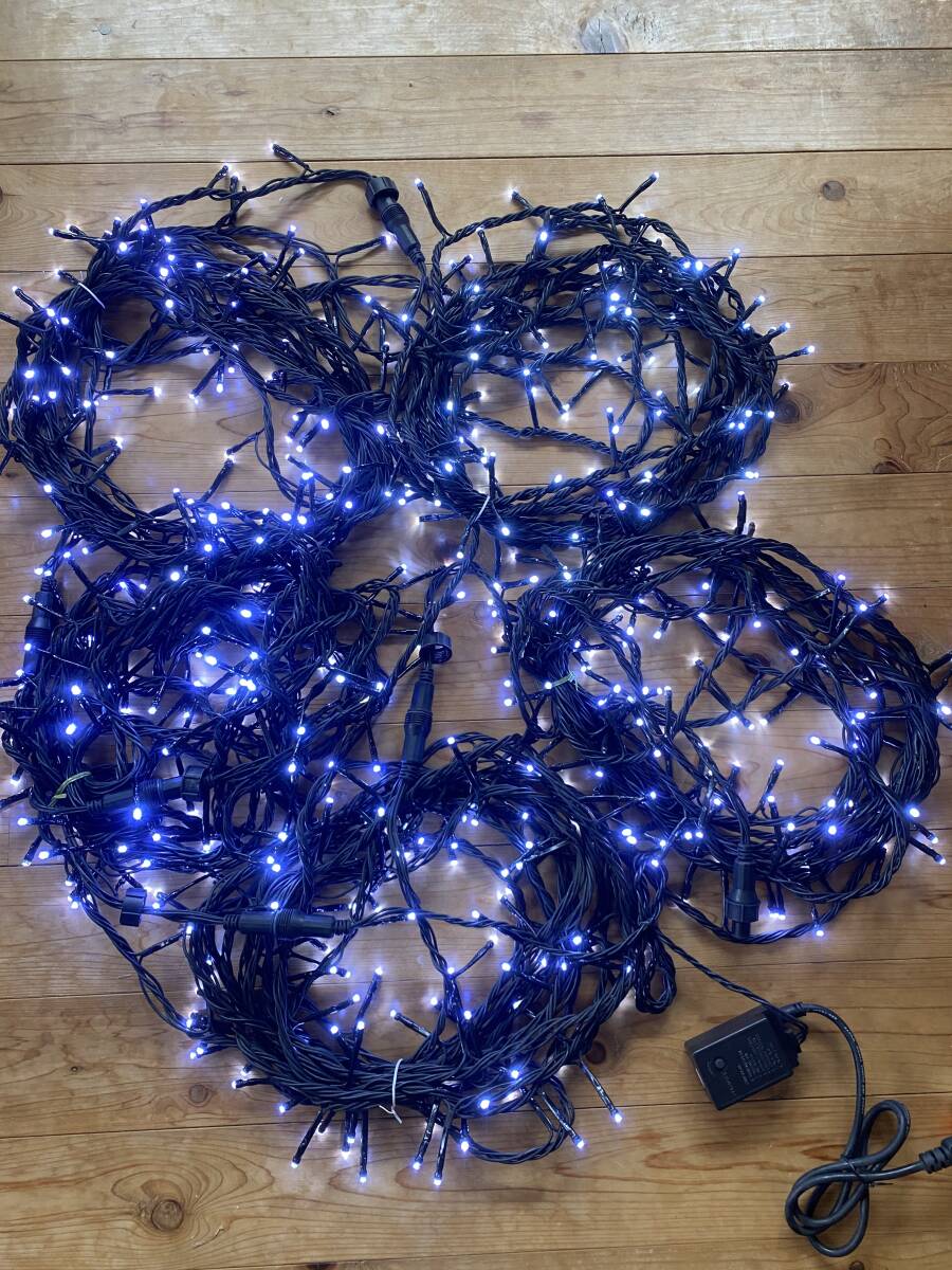 クリスマス イルミネーション LED 約50m(10m5本) 約500球 ホワイト 稼働品 ストレート 防雨型屋外用 AC100V拍卖