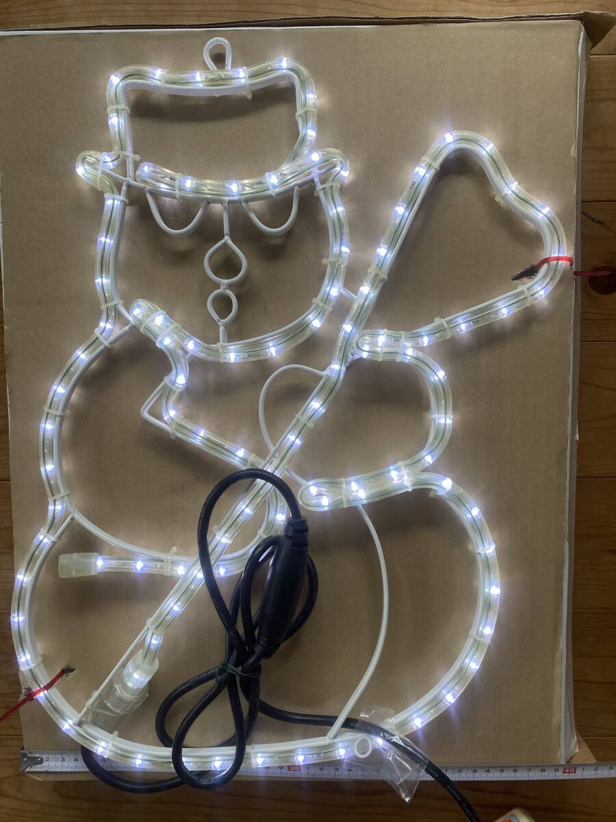 クリスマス イルミネーション モチーフ ライト スノーマン 雪ダルマ LED ホワイト 白 新品未使用品 稼働品 防雨型屋外用 AC100V拍卖