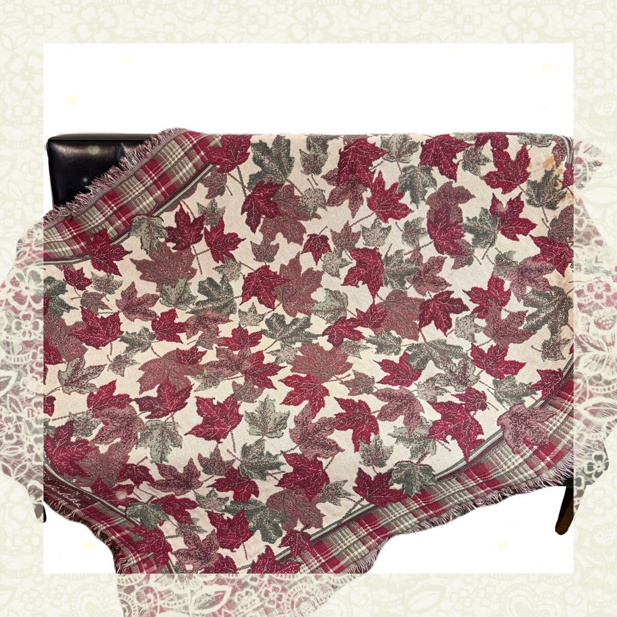 USA製 紅葉 もみじ レトロ ラグ ソファーカバー 166×122拍卖