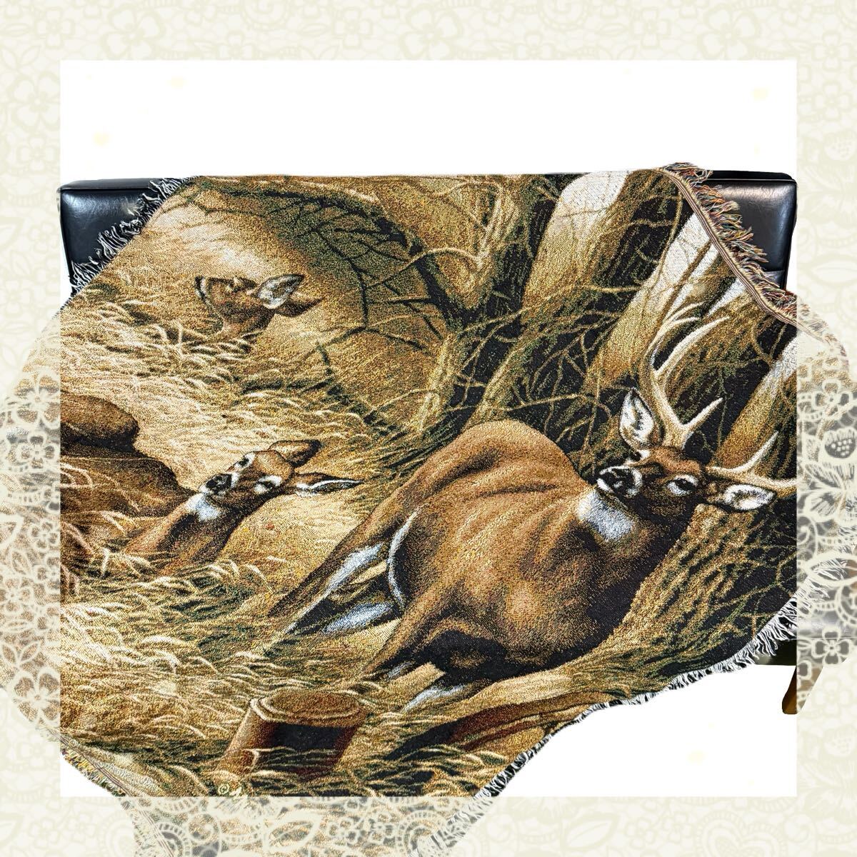 シカ しか 鹿 レトロ ラグ ソファーカバー 152×124拍卖