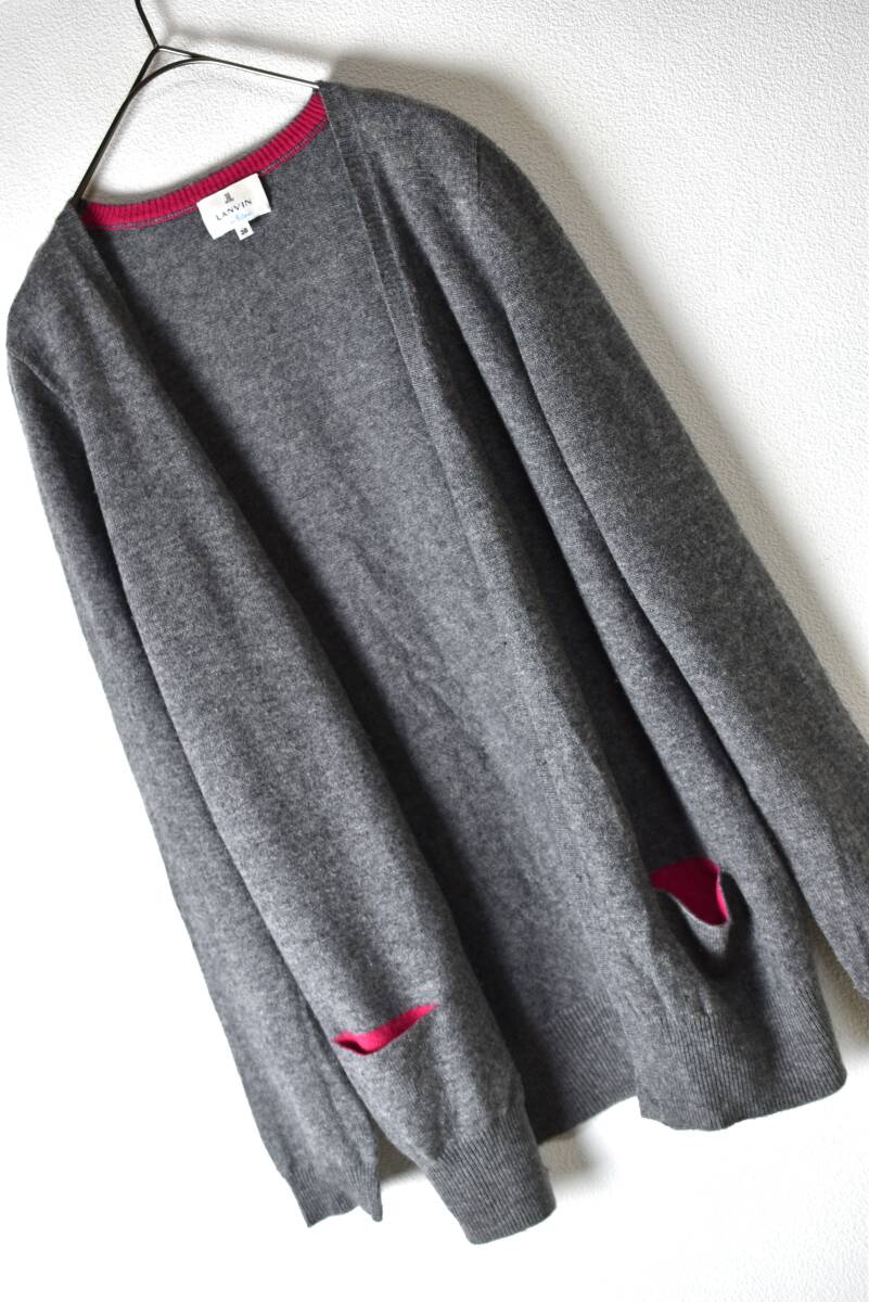LANVIN en Blue ランバンオンブルー カシミヤ混ウールニットカーディガン サイズ38 羽織り拍卖