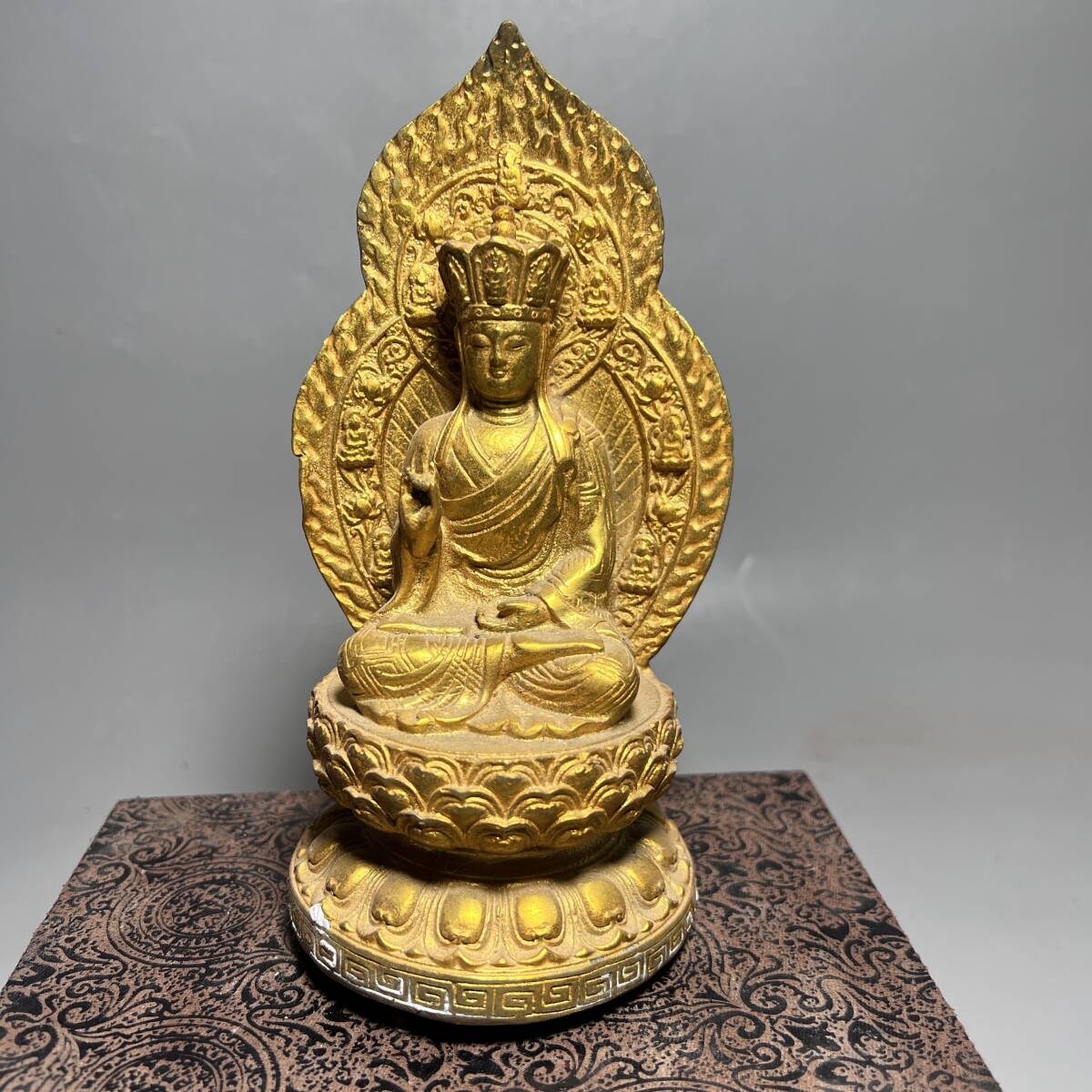 旧家蔵出し銅製細作 金鍍 地蔵王菩薩像 仏像 仏教 極細工 置物擺件 美術品 旧家蔵出 旧家供養品拍卖