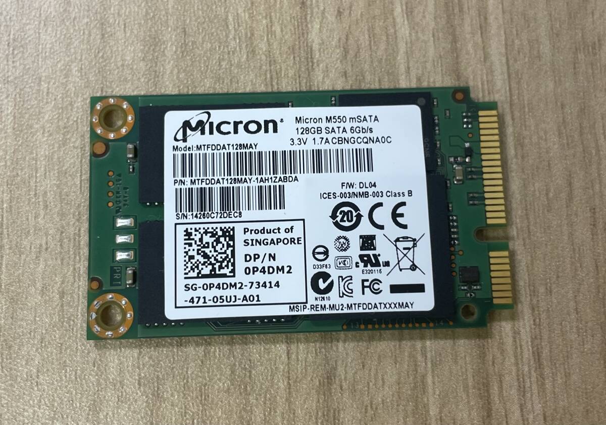 Micron MTFDDAT128MAY M550 mSATA SSD 128GB ※動作確認完了済み拍卖