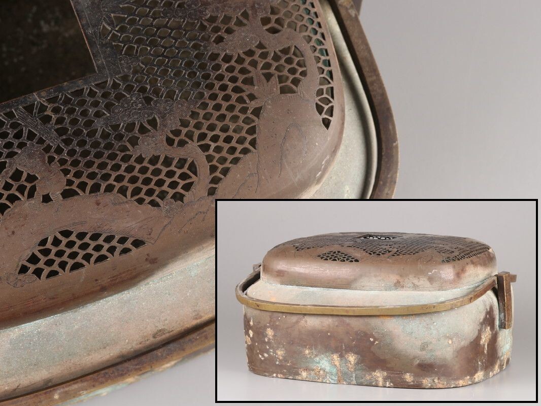 中国古玩 唐物 古銅造 手炉 時代物 極上品 初だし品 D4810拍卖