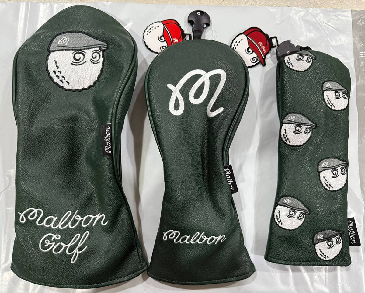 暗緑色3点セット Malbon Golf ドライバー/フェアウェイ/ユーティリティ ヘッドカバー 新品送料無料拍卖