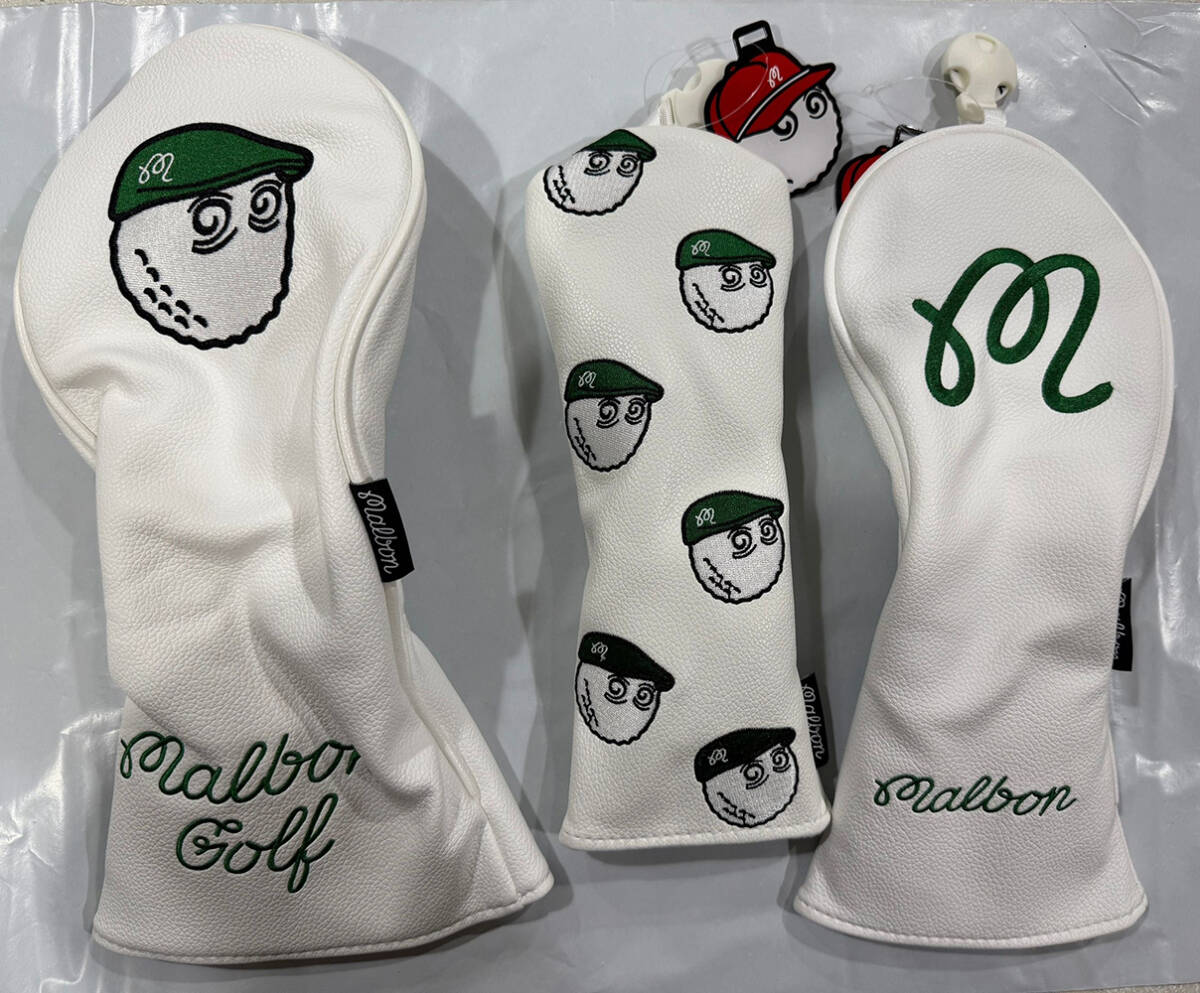 ホワイト3点セット Malbon Golf ドライバー/フェアウェイ/ユーティリティ ヘッドカバー 新品送料無料拍卖
