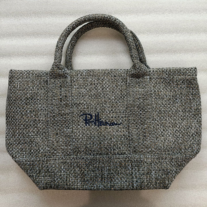 ミニトートバッグ グレー 綿麻生地 未使用品 送料無料拍卖