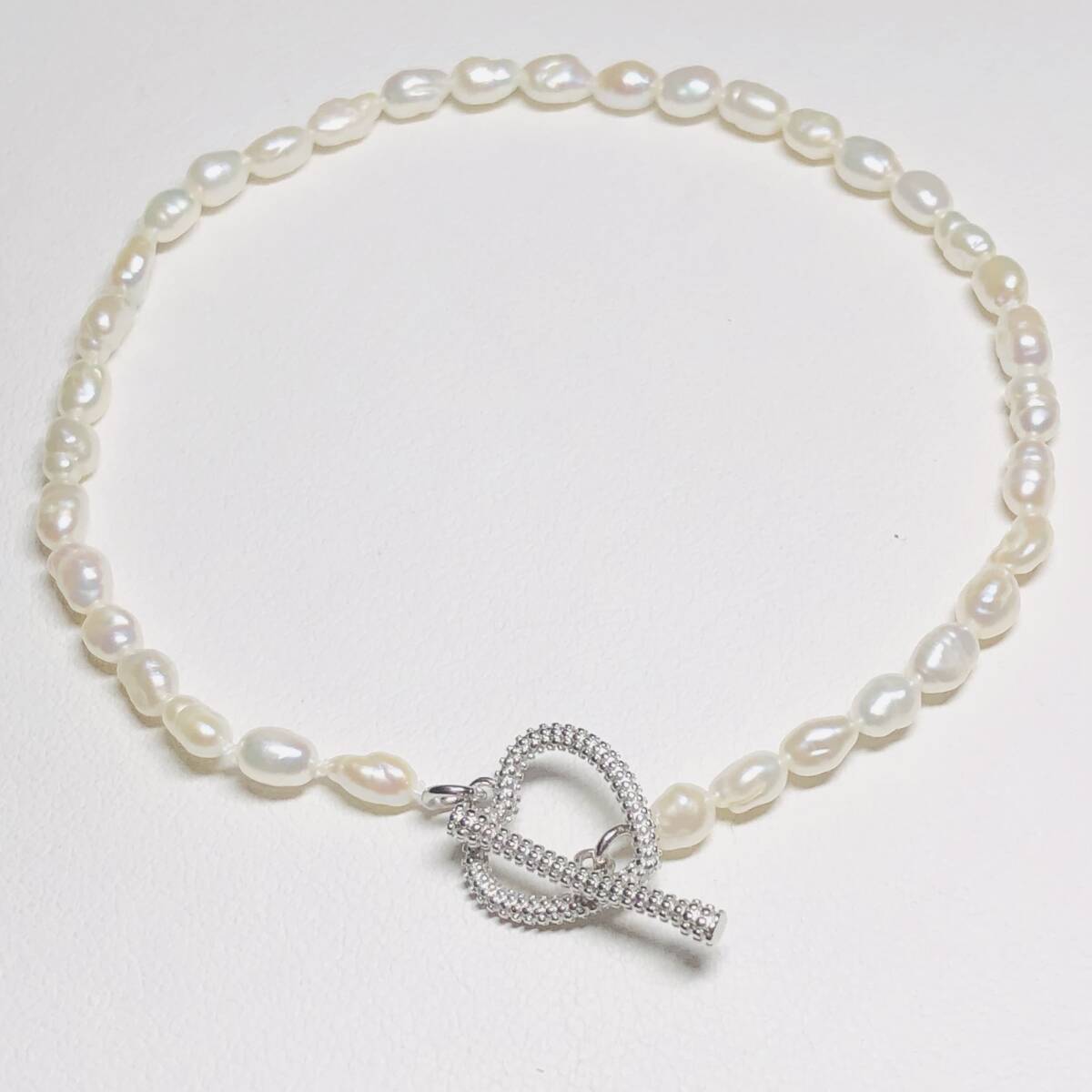 未使用新品!銀製925 ハート ★ 芥子真珠 パール アコヤ 真珠 ブレスレット阿古屋拍卖
