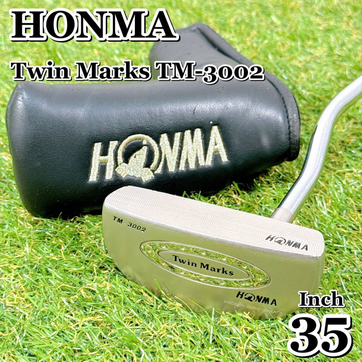 HONMA Twin Marks TM-3002 ホンマ 本間ゴルフ ツインマークス パター マレット型 スチール 男性 右利き 【K088】拍卖
