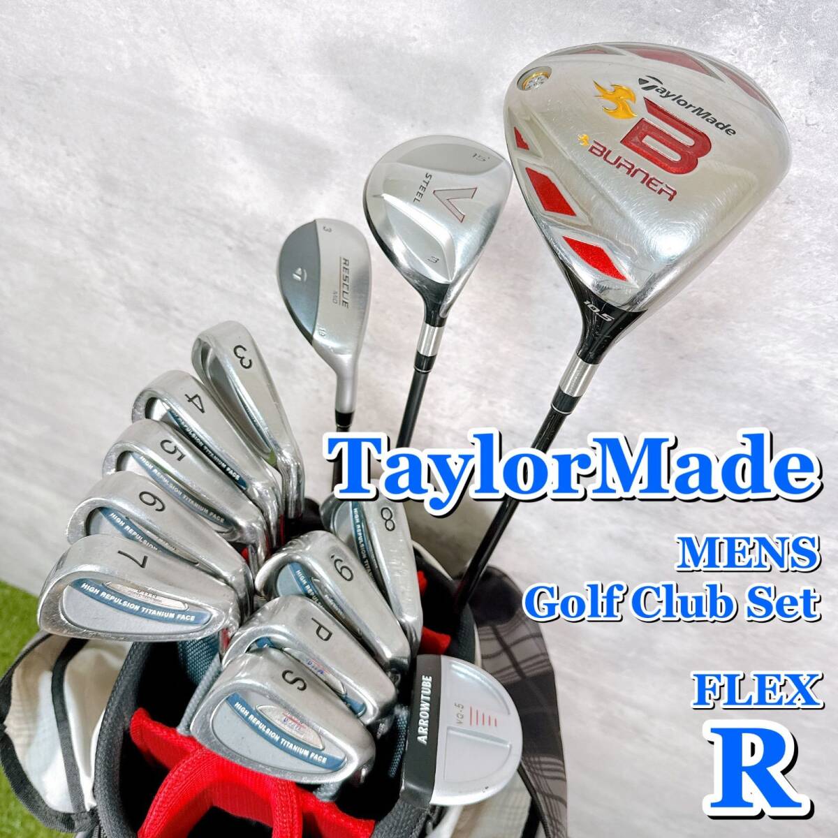 メンズ ゴルフクラブセット TaylorMade テーラーメイド フルセット キャディバッグ付き 13本 フレックスR 男性 右利き 【K070】拍卖