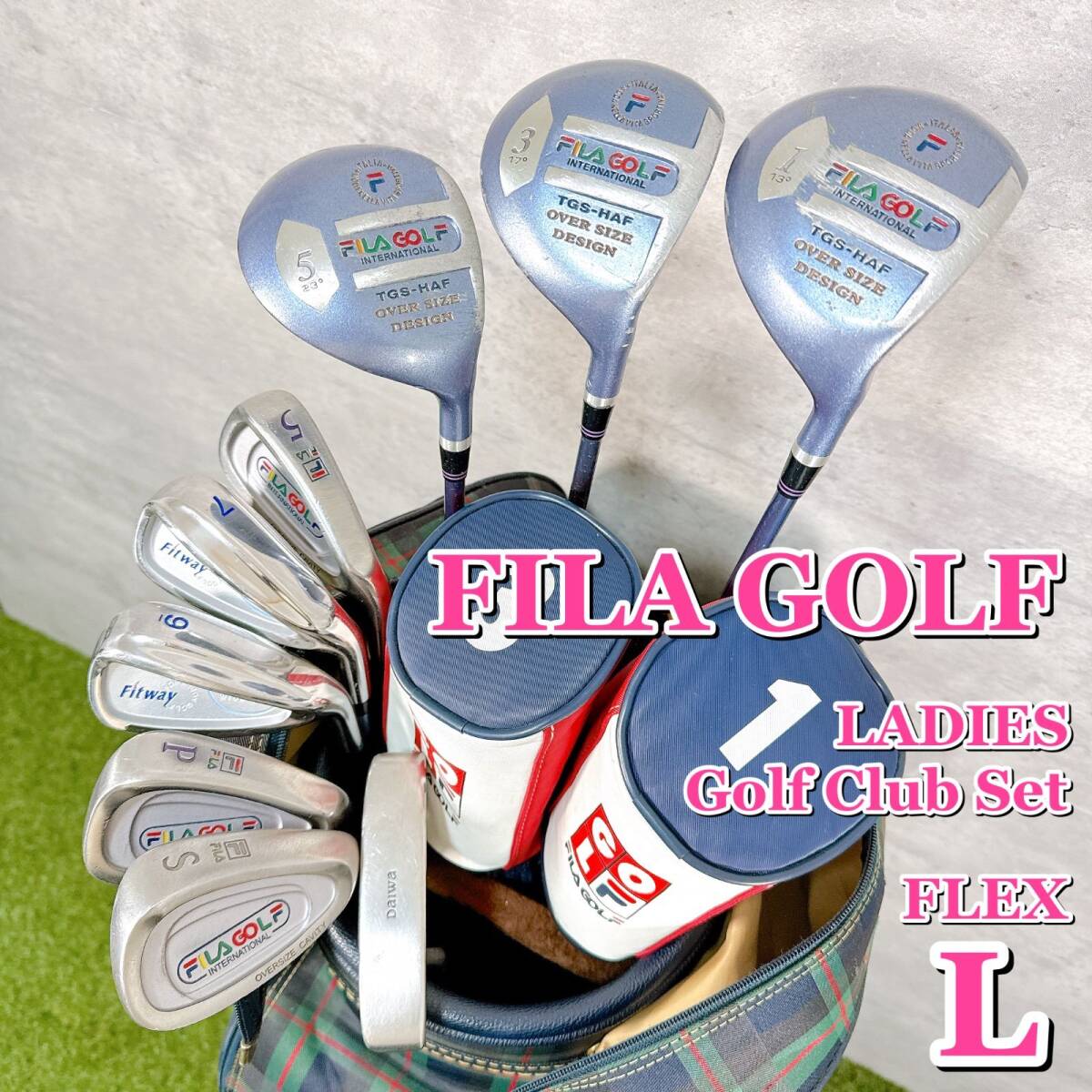 レディース ゴルフクラブセット FILA GOLF フィラゴルフ ハーフセット 9本 キャディバッグ付き フレックスL 女性 右利き 練習用 【K149】拍卖
