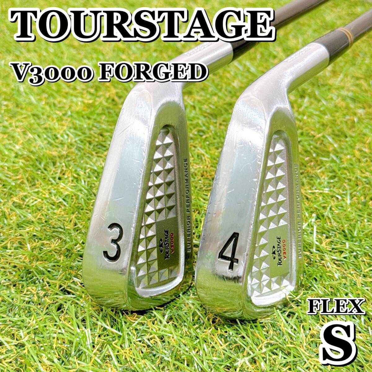 TOURSTAGE V3000 FORGED ツアーステージ 軟鉄鍛造 フォージド ロングアイアンセット 3番4番アイアン カーボン フレックスS 右利き 【K124】拍卖