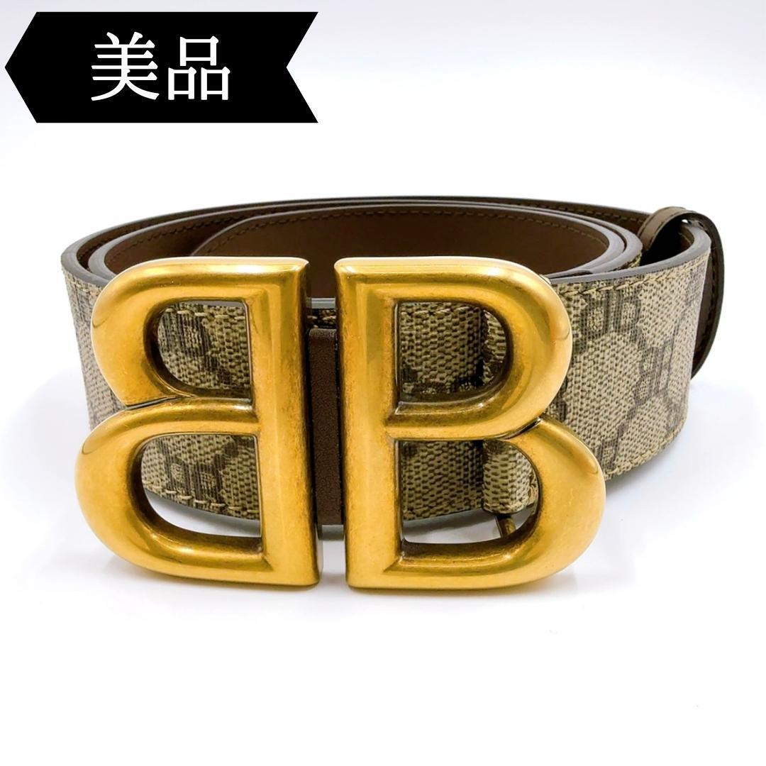 ◇グッチ×バレンシアガ◇680453/BB/85/ベルト/ゴールド金具/バックル拍卖