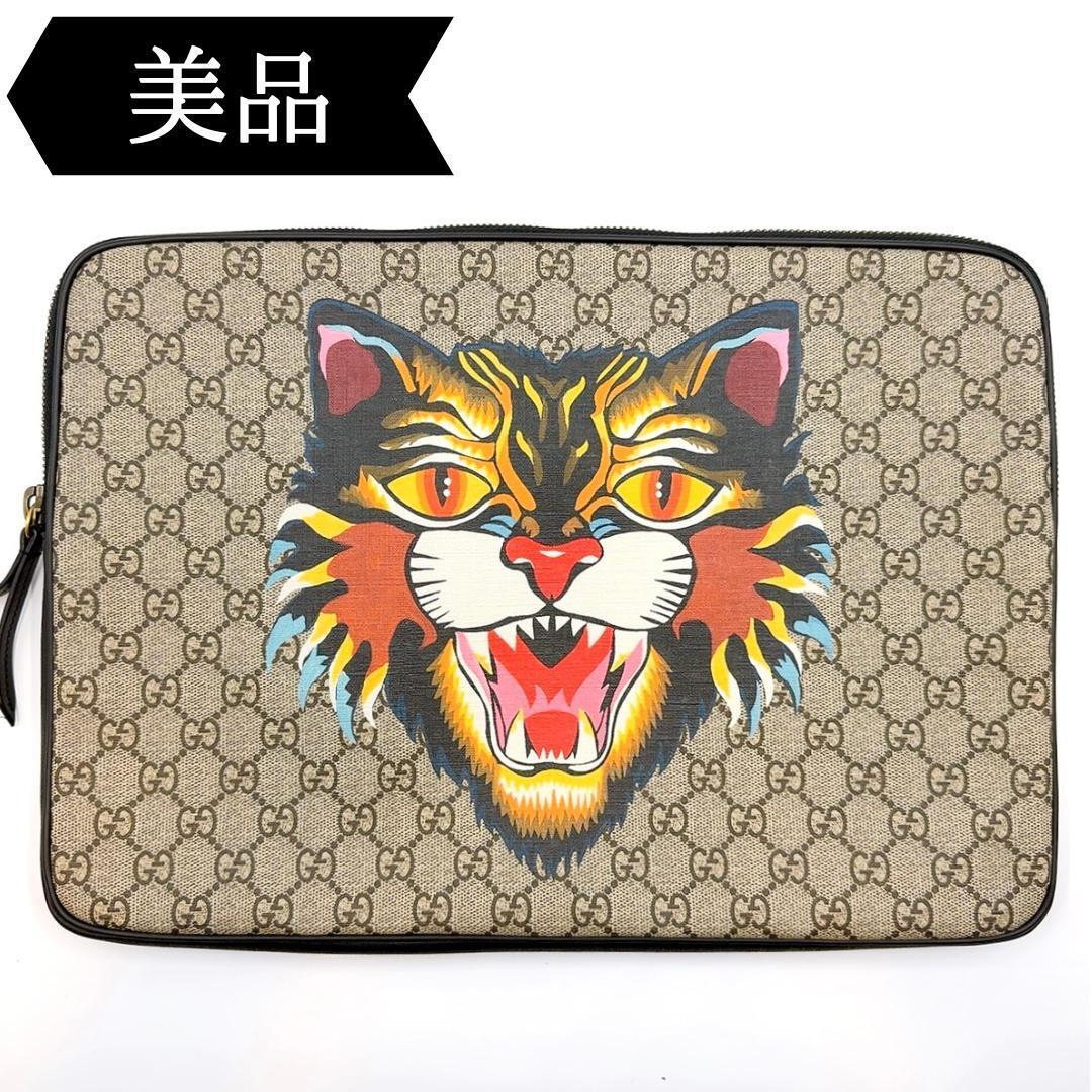 ◇グッチ◇クラッチバッグ/GGスプリーム/アングリーキャット/473904拍卖