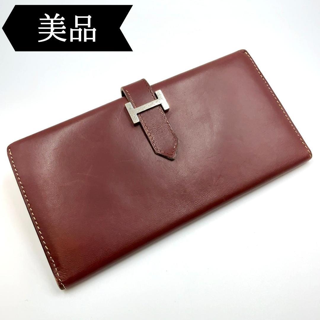 ◇エルメス◇ベアン/二つ折り/長財布/刻印:□D/シルバー金具/ウォレット拍卖