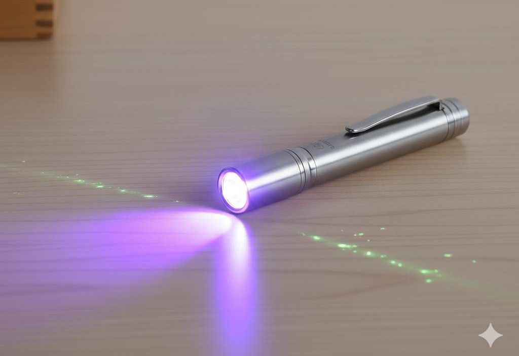 【送料無料】395nm UVライト ステンレス製 単4電池式 ペン型ブラックライト 新品! 夜釣り ルアー蓄光に レジン硬化 即決!拍卖