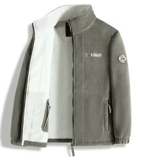 【送料無料】サイズ(XL)楽天5680円グレイ色 ボアジャケット アウトドア 厚手 暖かい ポリエステル繊維 ジッパー開閉 スタンドカラー コート拍卖