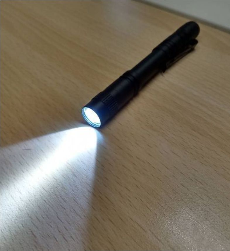 【新品・未使用】高輝度 LED ペンライト/懐中電灯ブラック クリップ付き 単4電池2本使用コンパクト 夜釣り 災害・点検・日常使いに全長13㎝拍卖