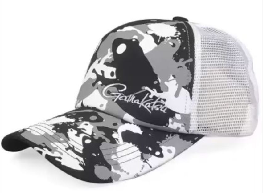 【送料無料】がまかつ GM-9878 カモフラ サイズL 頭囲57〜60㌢ アジャスターフリー調整 帽子 Black 黒 ハーフメッシュキャップ 刺繍 文字拍卖