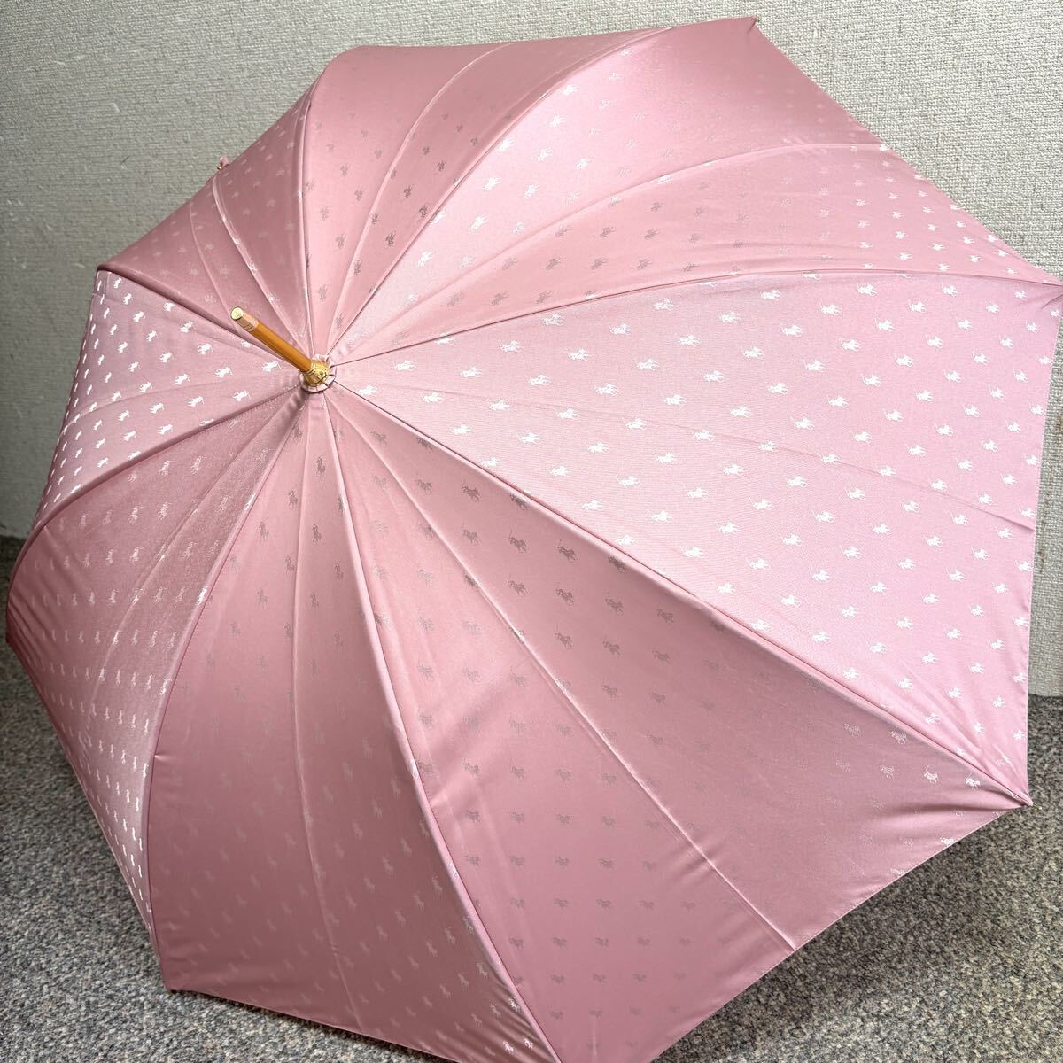 L 送料無料 ラルフローレン 傘 雨傘 長傘 ポニー総柄 日本製拍卖