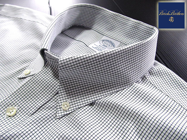 ★美品 ブルックスブラザーズ BROOKS BROTHERS ボタンダウンシャツ 長袖 Lサイズ 希少品 タッターソールチェック ブラック×ホワイト拍卖