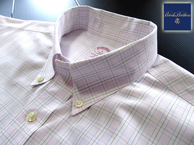 ★美品 ブルックスブラザーズ BROOKS BROTHERS ボタンダウンシャツ 長袖 Lサイズ 希少品 ハンサムチェック ピンク×ブルー×カーキ拍卖