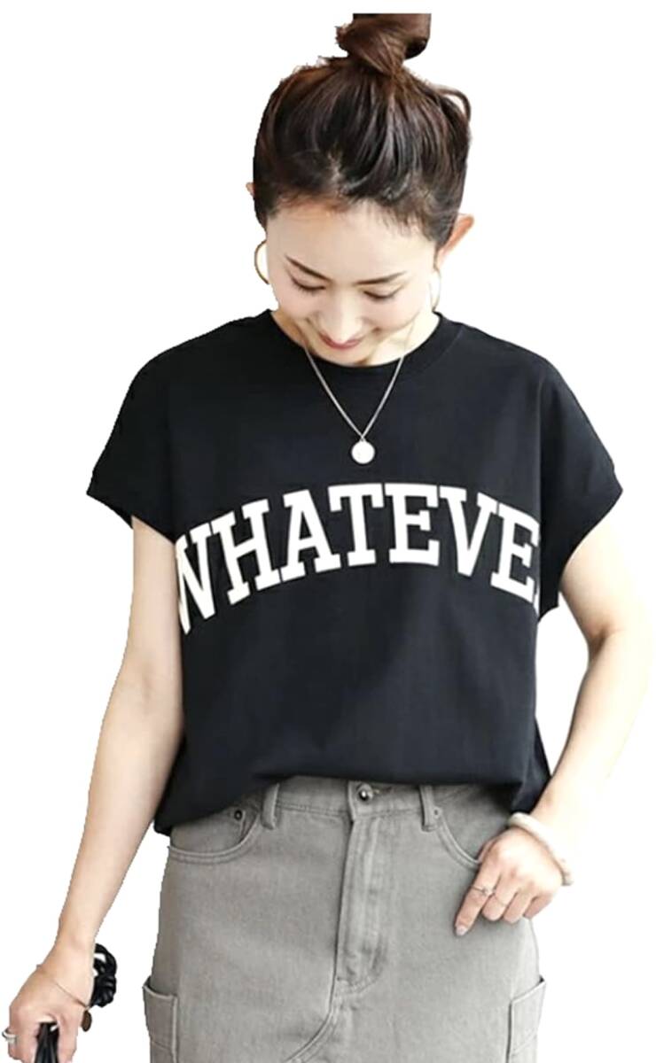 WHATEVERプリントTシャツ 黒拍卖