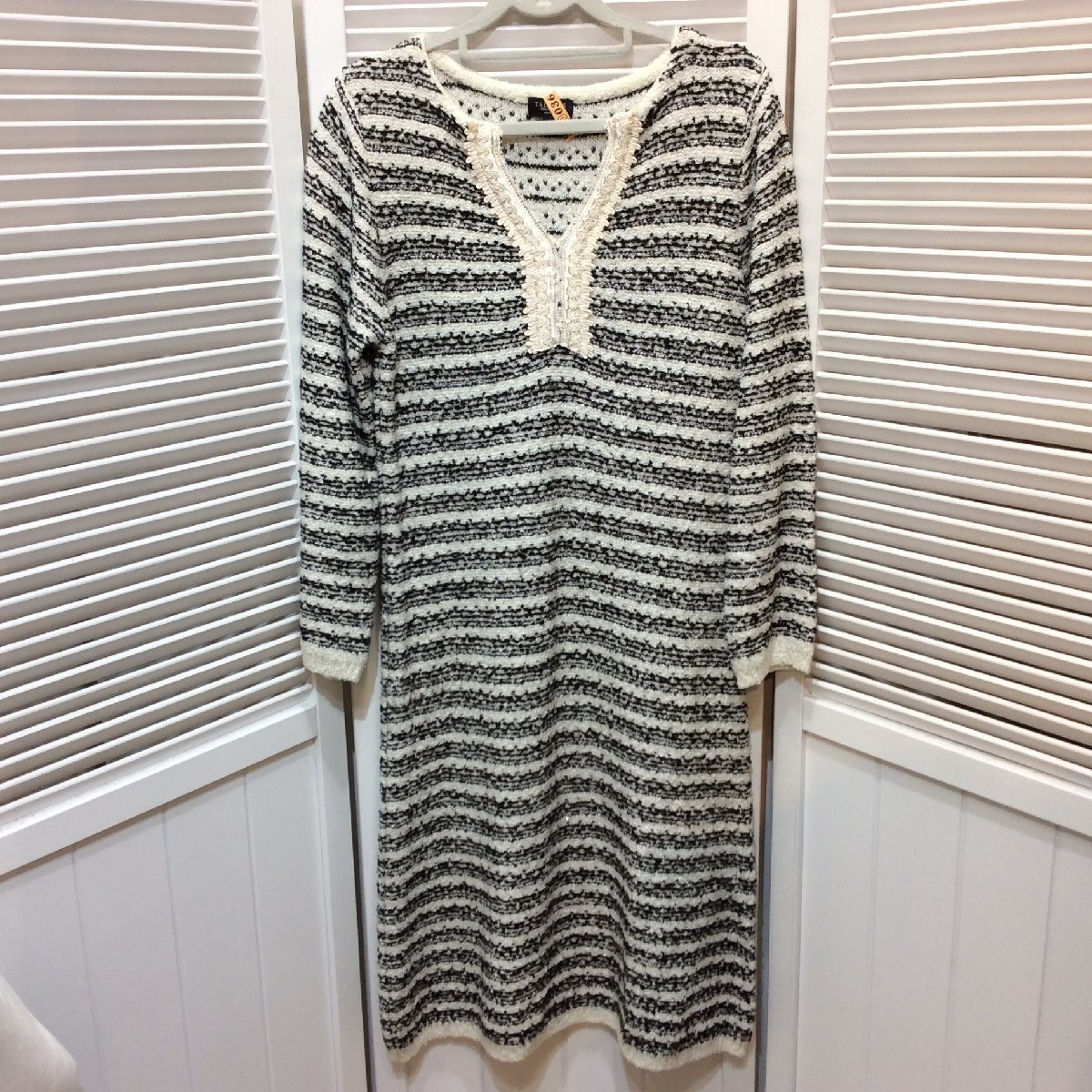 TALBOTS タルボット レディース ワンピース S ホワイト×ブラック×ラメ レース拍卖