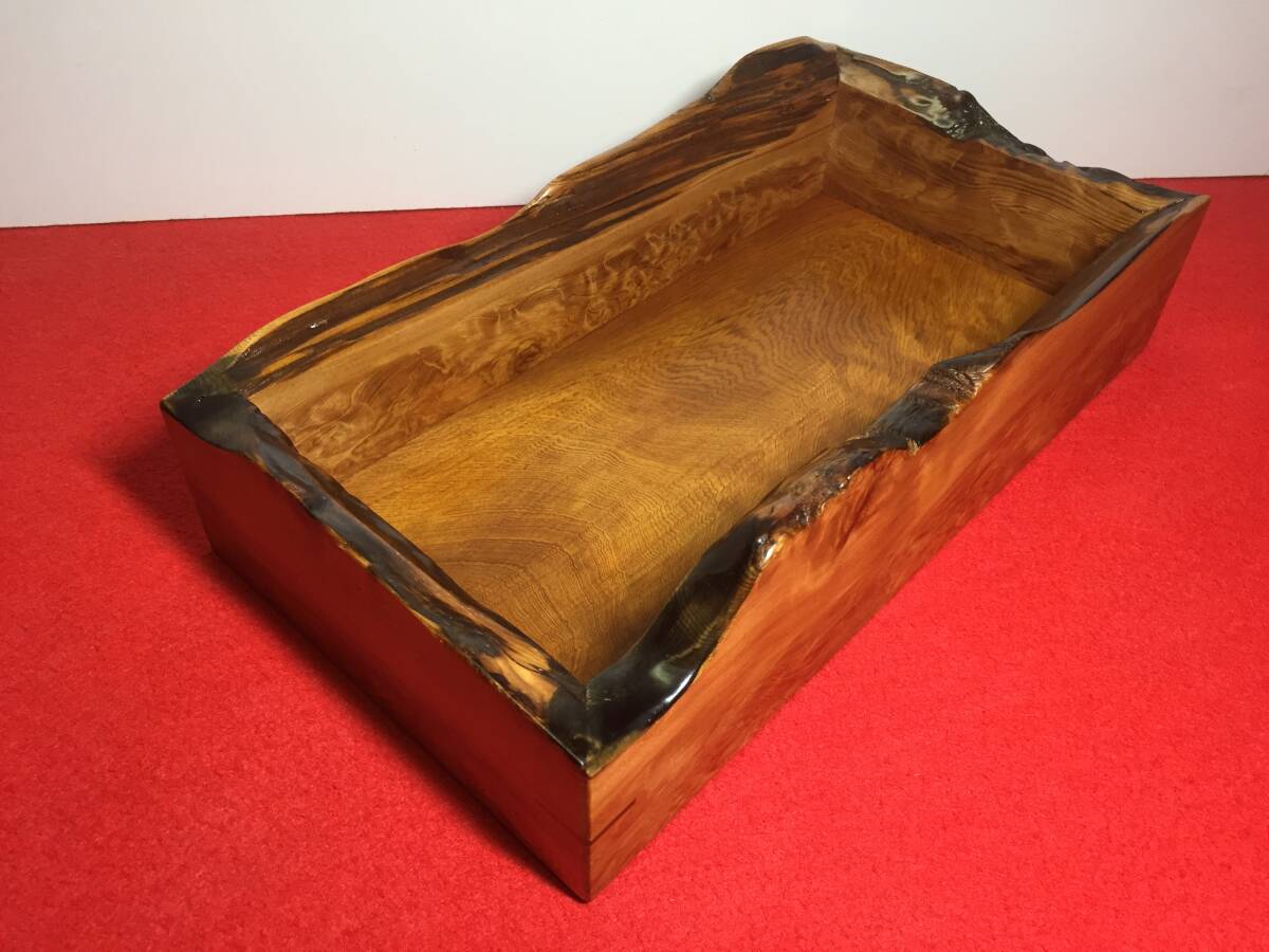 ① 光明杢 最高級小物トレー 銘木屋久杉工芸品 インテリア家具 世界遺産 小物入れ アクセサリーボックス キーボックス 匿名配送 未使用拍卖