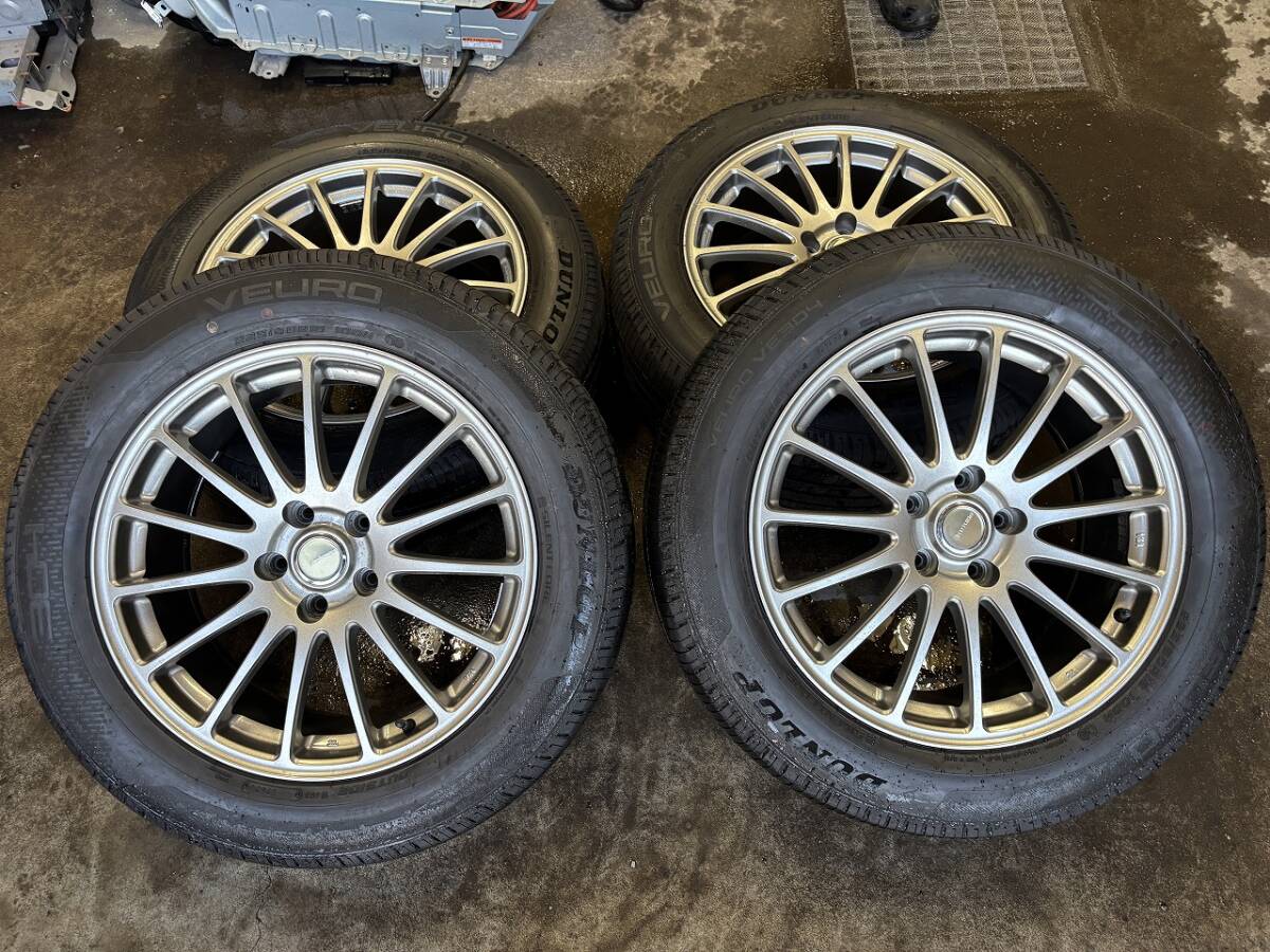 ★☆DUNLPOP VEURO VE304 225/60R18 2024年製 9.5分山 ECO FORME 17×7.5J 5H 114.3PCD +42☆★拍卖