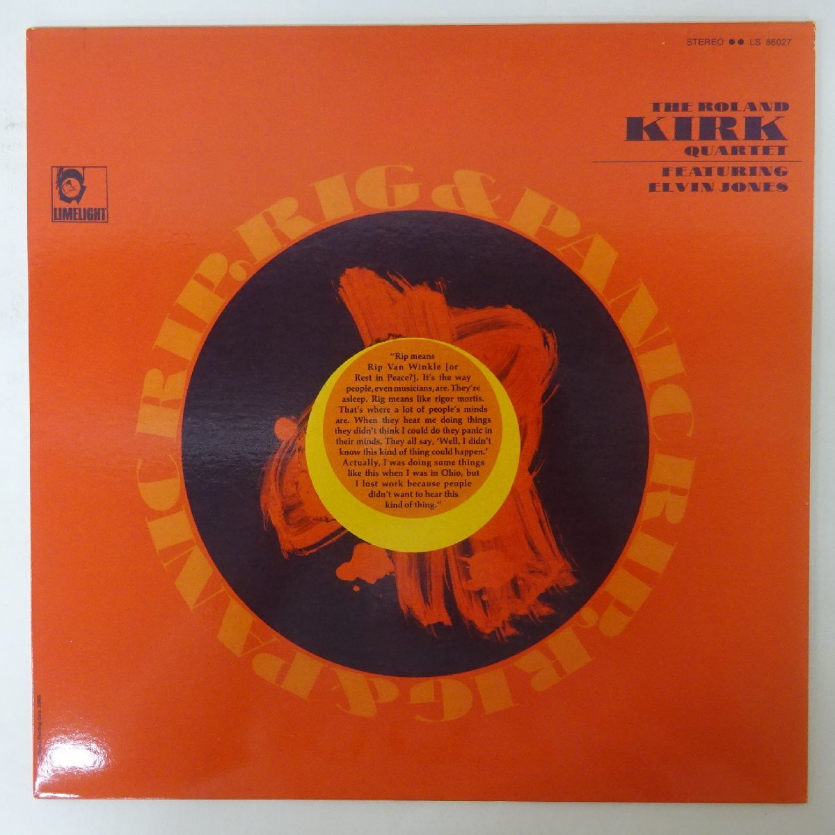 10082382;【US盤/LIMELITE】The Roland Kirk Quartet Featuring Elvin Jones / Rip, Rig & Panic拍卖