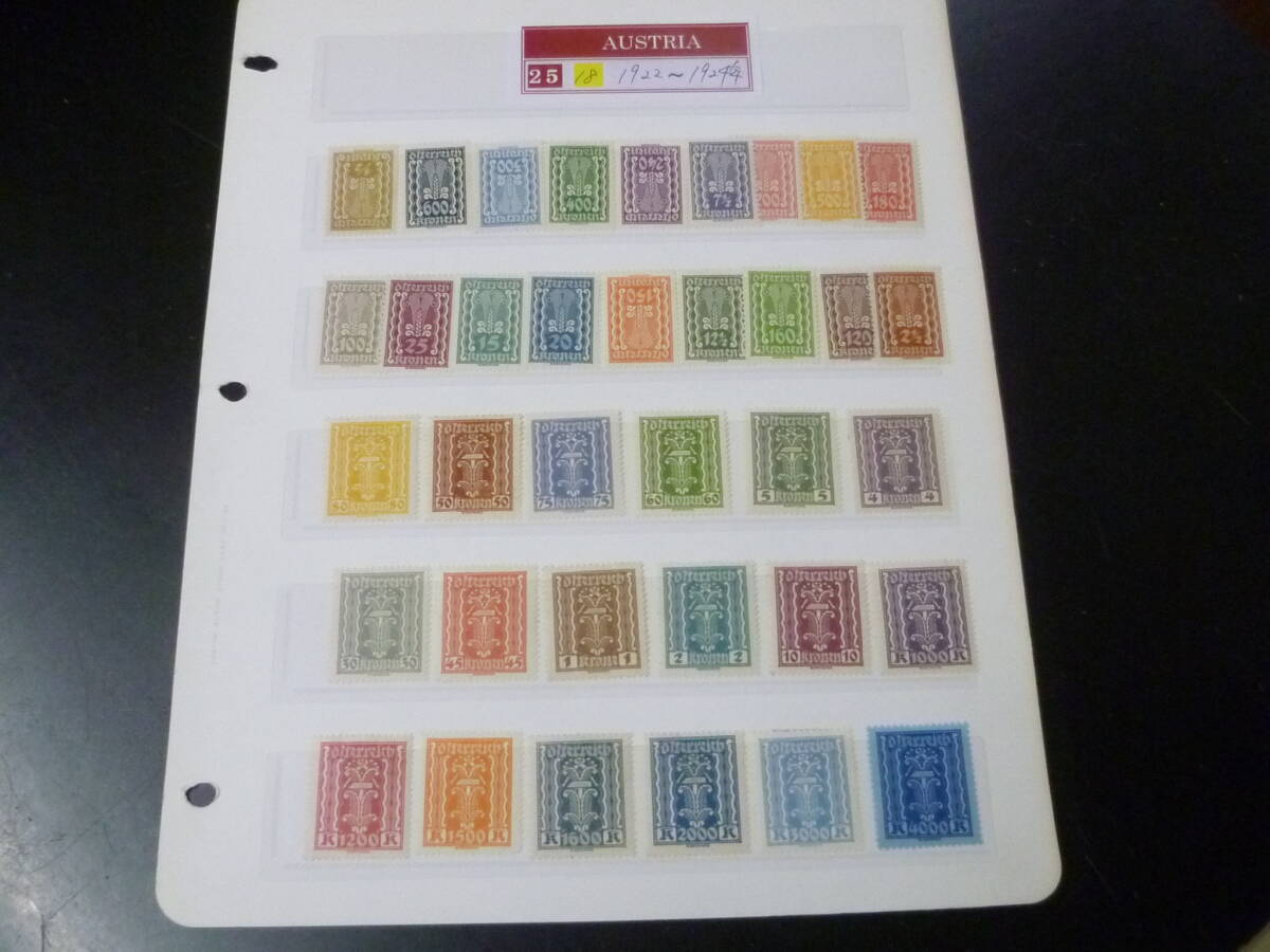 25 M №18 オーストリア切手 1922-1924年 SC#250-287 38種完 未使用LH~OH ※説明欄必読 拍卖