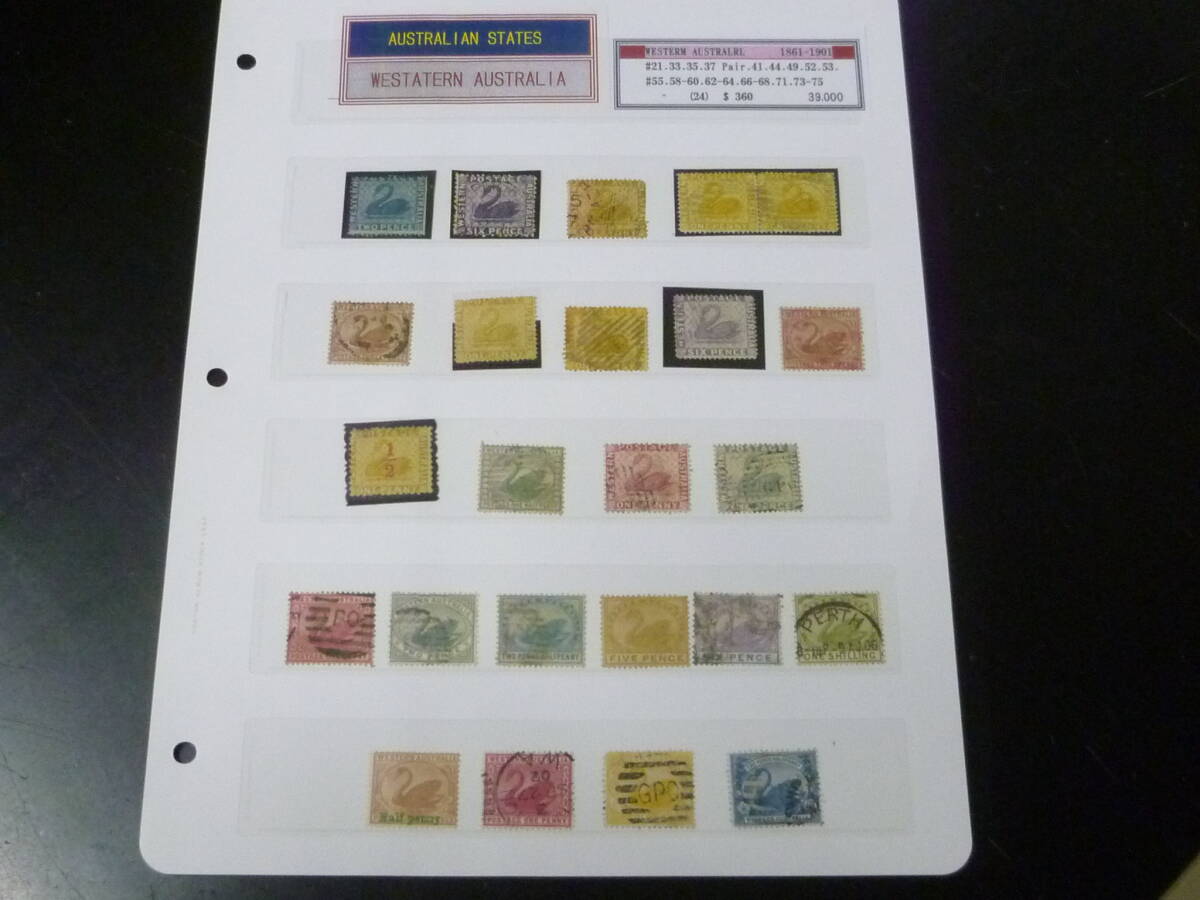 25L M №10 オーストラリア切手 WESTERN AUSTRALIA 1861-1901年 SC#21-75の内 計24枚 使用済主体拍卖
