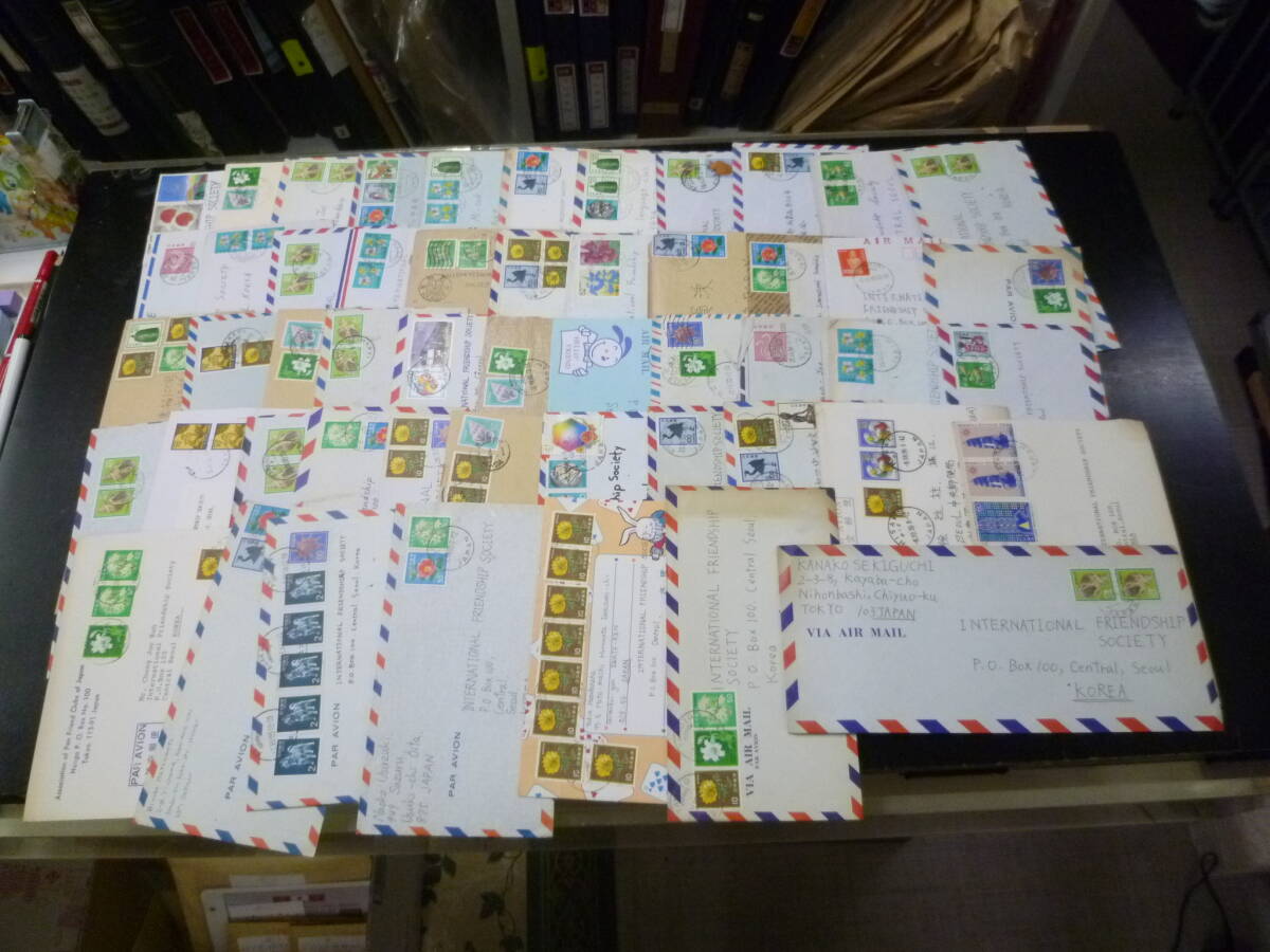 25L M №3 日本切手カバー 各地より韓国宛 主に普通切手貼 計51通 実逓便拍卖