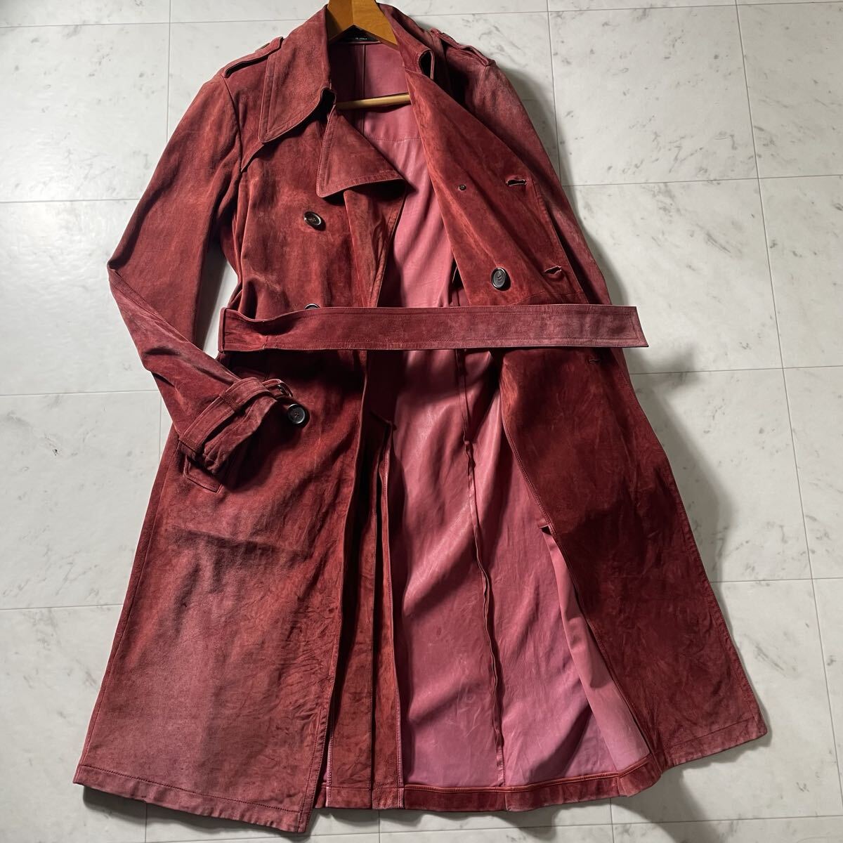 完全別格品!!!豪華本革!!!【グッチ GUCCI】二度と出会えない!!! トレンチコート トムフォード期◎ ロング◎ マキシ丈◎ M~L位◎ ボルドー◎拍卖