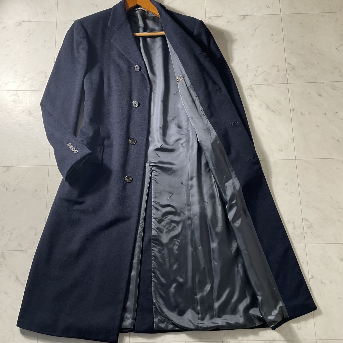 超弩級XL!!!最高級カシミヤ100%!!!【エルメス HERMES】人類史に残る逸品!!! チェスターコート ロング◎ 着丈124cm◎ 比翼◎ ロゴ裏地◎拍卖