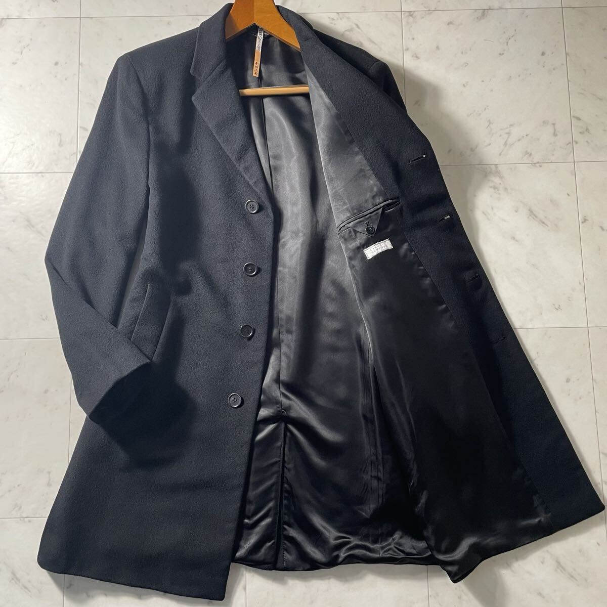 超弩級XL!!!極上のピュアカシミヤ100%!!!【バーニーズニューヨーク BARNES NEWYORK】MADE IN ITALY!!! チェスターコート ロング◎拍卖