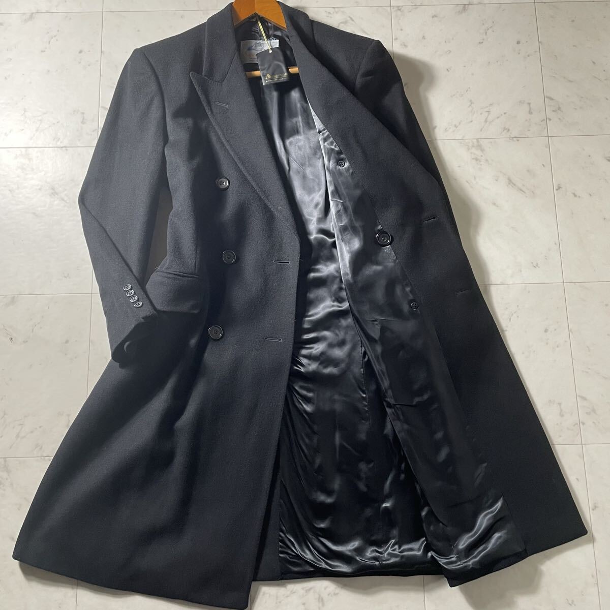 未使用タグ付き!!!最高級ピュアラムウール!!!【アクアスキュータム Aquascutum】チェスターコート ダブル 肉厚生地 ロング XL~XXL位拍卖