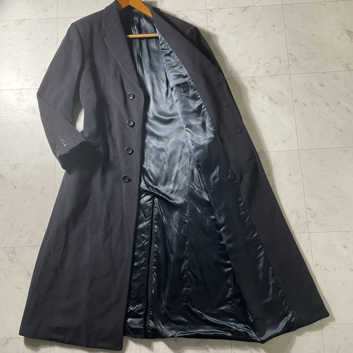超弩級XXL!!!着丈126cm!!!【アルマーニ ARMANI COLLEZIONI】ランウェイモデル級!!!最高級肉厚ウール生地!!! チェスターコート ロング 52拍卖