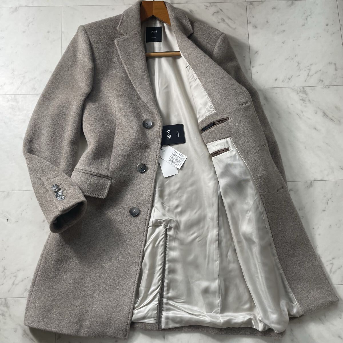 未使用タグ付き!!!極上アルパカ!!!【ヒューゴボス HUGO BOSS】最高級TAILORED!!! チェスターコート ロング◎ 肉厚生地!!! XL位◎ 48◎拍卖